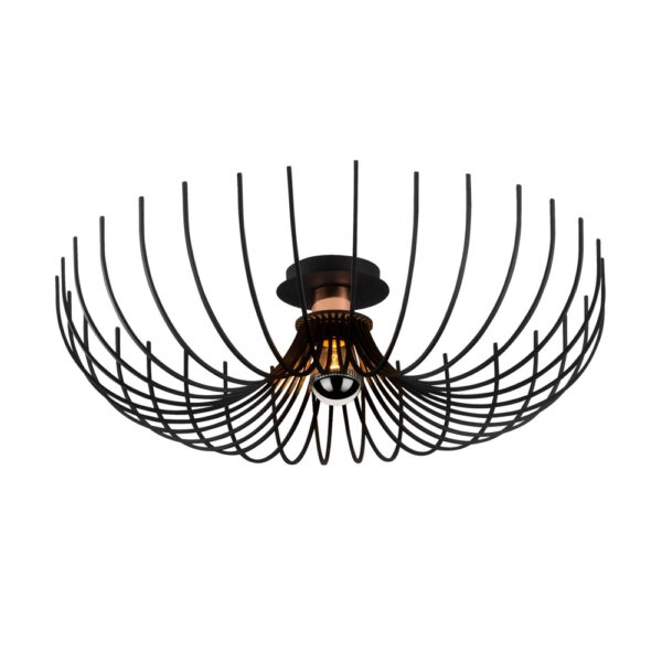 Aspendos Large Metal Semi-Flush Ceiling Light in Black
