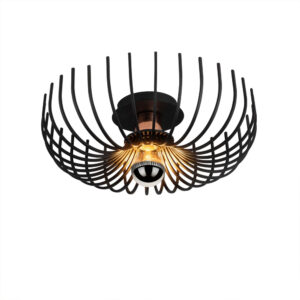 Aspendos Small Metal Semi-Flush Ceiling Light in Black