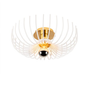 Aspendos Small Metal Semi-Flush Ceiling Light in White