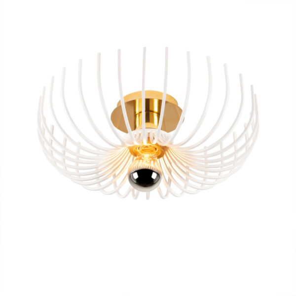 Aspendos Small Metal Semi-Flush Ceiling Light in White