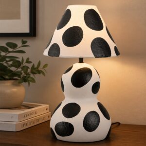 Cerano Metal Polka Dot Table Lamp in Black and White