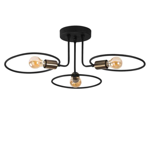 Circle 3 Light Metal Ceiling Light in Black