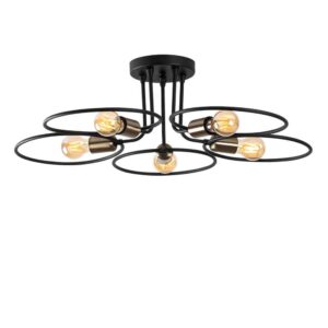 Circle 5 Light Metal Ceiling Light in Black
