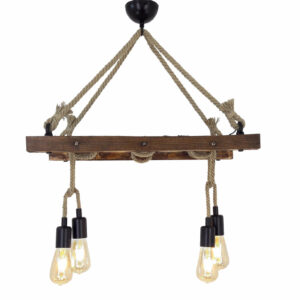 Merdiven Wooden Chandelier Light in Walnut