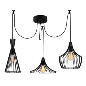 Mezop 3 Light Metal Chandelier Ceiling Pendant Light in Black