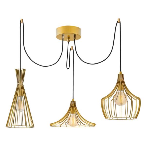 Mezop 3 Light Metal Chandelier Ceiling Pendant Light in Gold