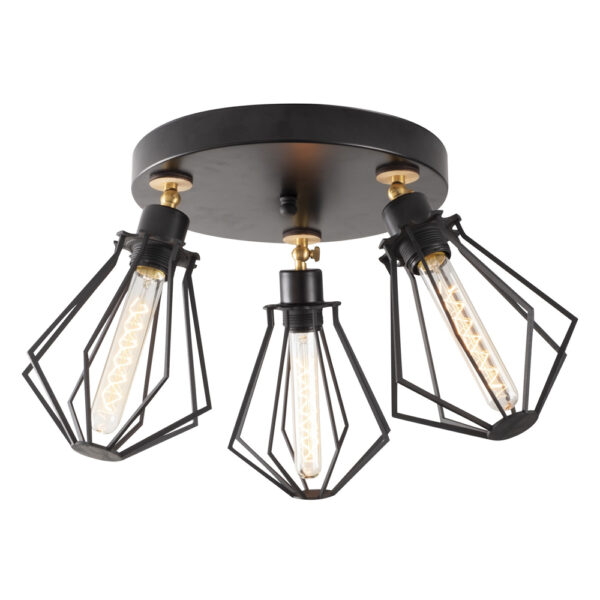 Oylat 3 Light Metal Ceiling Light in Black