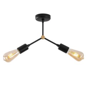 Sparrow 2 Light Metal Ceiling Light in Black