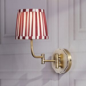 Laura Ashley Denwick Wall Light In Matt Antique Brass And Satin Red With Shade LA3756674-Q
