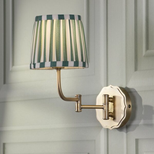 Laura Ashley Denwick Wall Light In Matt Antique Brass Finish With Green Shade LA3756676-Q