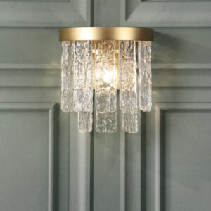 Laura Ashley Durnsford Wall Light In Matt Antique Brass Finish With Textured Glass LA3756715-Q