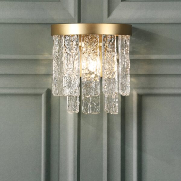 Laura Ashley Durnsford Wall Light In Matt Antique Brass Finish With Textured Glass LA3756715-Q