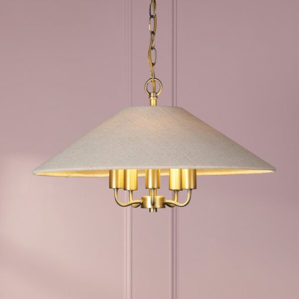 Laura Ashley Harland 5 Light Ceiling Pendant Light In Matt Antique Brass With Shade LA3756723-Q