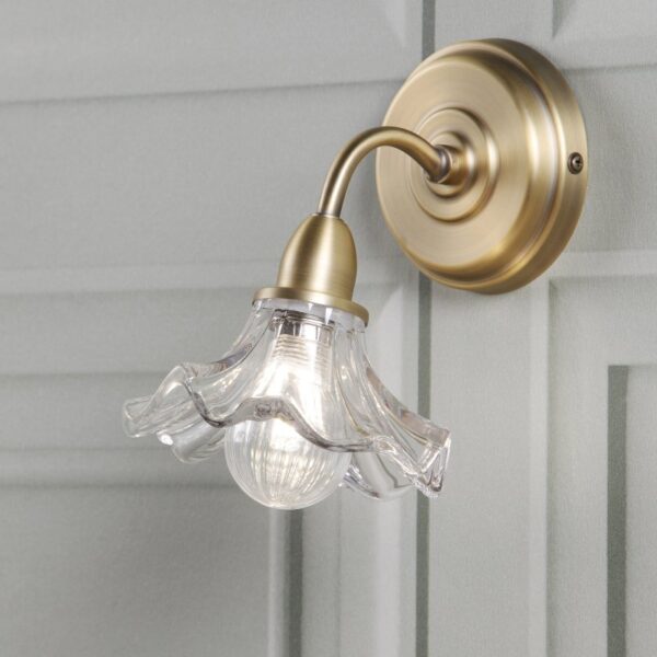 Laura Ashley Kerswell Wall Light In Matt Antique Brass With Glass Shade LA3756659-Q