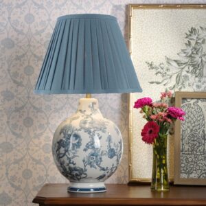 Laura Ashley Maltby Table Lamp In Blue Ceramic And Antique Brass Finish With Shade LA3756738-Q