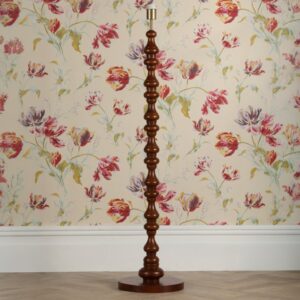 Laura Ashley Millbrook Floor Lamp Base Only In Dark Wood And Industrial Brass Finish LA3756744-Q