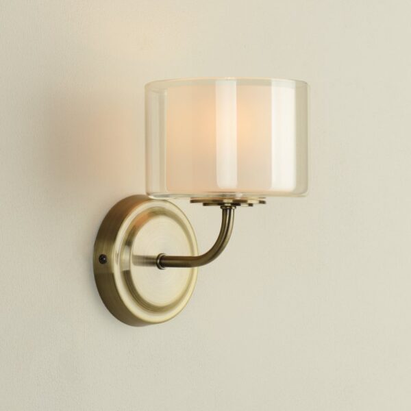 Laura Ashley Southwell Wall Light In Antique Brass Finish With Opal Glass Shade LA3756673-Q