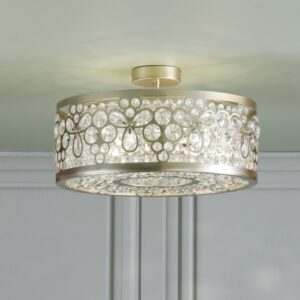 Laura Ashley Tilbrook 4 Light Flush Ceiling Light In Matt Champagne With Crystal Glass LA3756653-Q