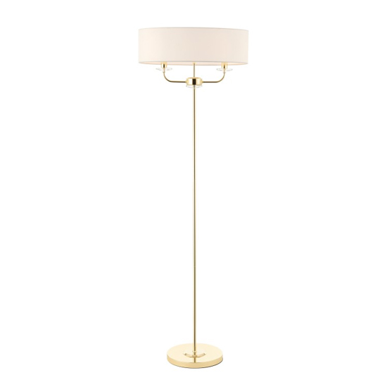 Maldon Glass Floor Lamp In Brass
