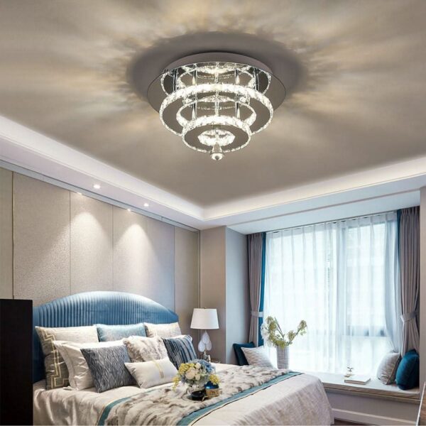 30cm W Stacked LED Ceiling Light with Crystal Rims Energy Saving - W 30 x L 30 x H 14 cm / Dimmable (Warm Glow)