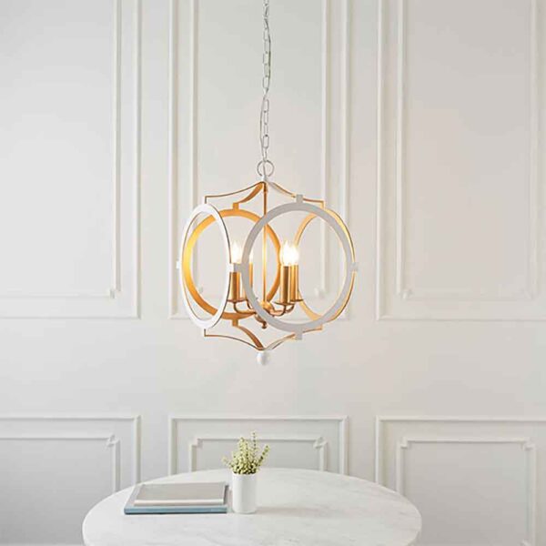 Alameda Metal Pendent Ceiling Light In Gold And White