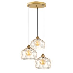 Bek 3 Light Metal Ceiling Pendant Light in Gold