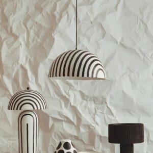 Cerano Metal Domed Ceiling Pendant Light in Black and White