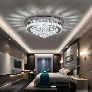 LED Ceiling Light Chandelier Lamp with Crystal Droplets - Cool White (No remote control)