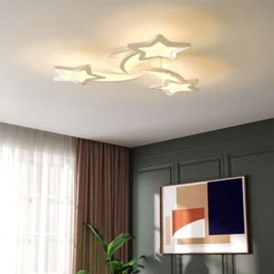 LED Ceiling Light Fixture with Star Lampshades - W 60 x L 60 x H 6.5 cm / Dimmable (Warm Glow)