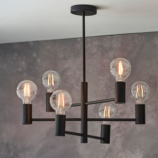 Studio 6 Lights Semi Flush Ceiling Light In Matt Black