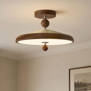 Walnut Two Globe Ceiling Light | Wood Effect Flush Mount - Pre-Order