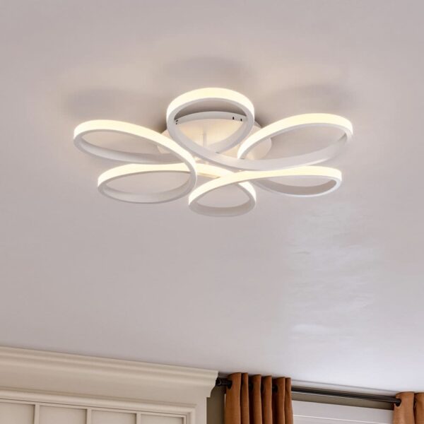 Floral 6 Rings Modern LED Ceiling Light Dimmable with Remote Control - 58 cm